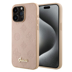 Guess iPhone 15 Pro Backcover hoesje - HC O PU Saffiano Peony - Roze