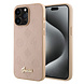 Guess Guess iPhone 15 Pro Back cover case - HC O PU Saffiano Peony - Pink Guess Guess iPhone 15 Pro Back cover case - HC O PU Saffiano Peony - Pink