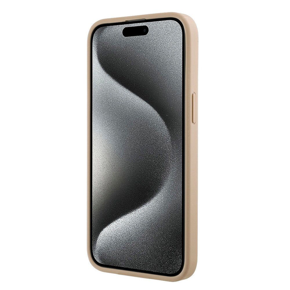 Guess Guess iPhone 15 Pro Back cover case - HC O PU Saffiano Peony - Pink Guess Guess iPhone 15 Pro Back cover case - HC O PU Saffiano Peony - Pink