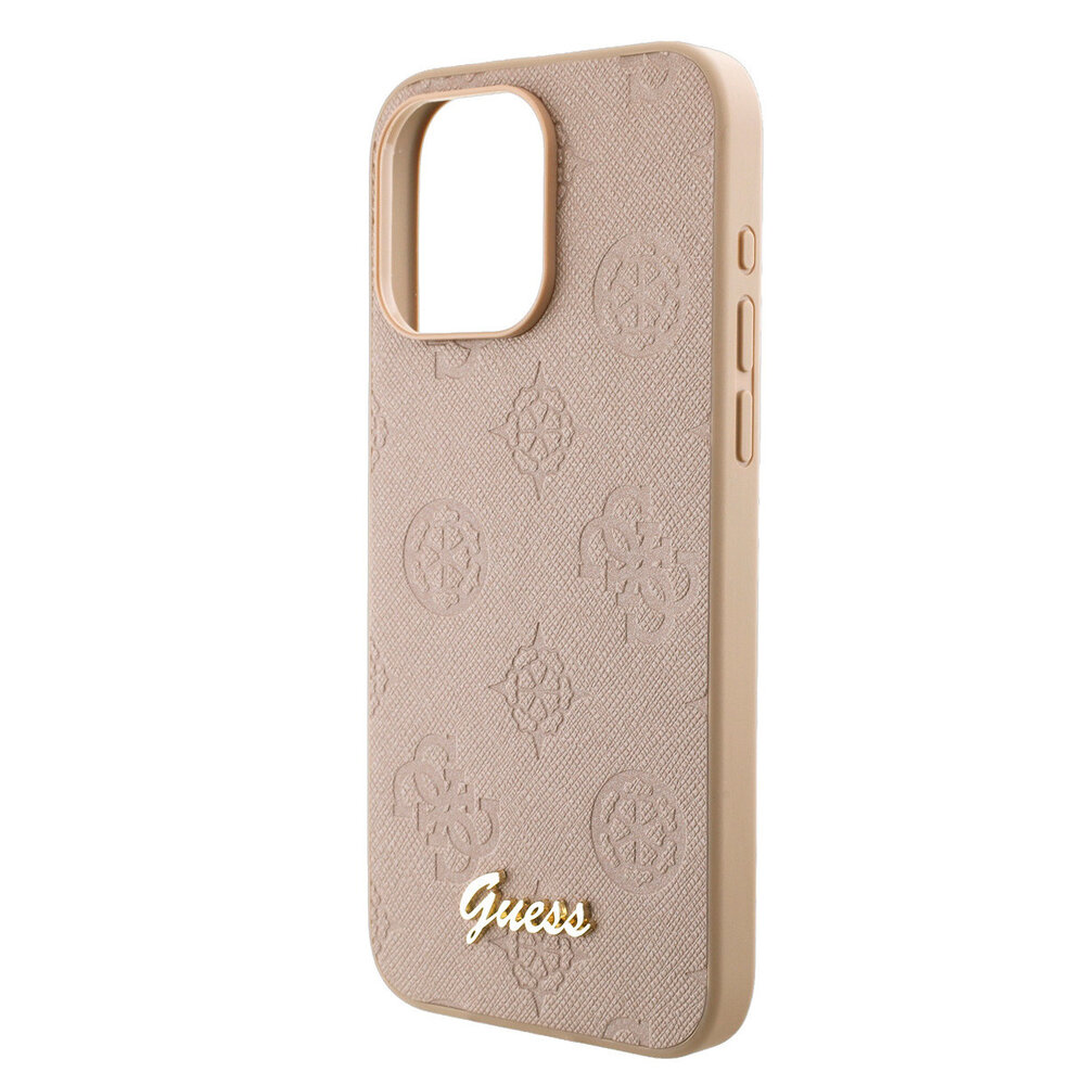 Guess Guess iPhone 15 Pro Backcover hoesje - HC O PU Saffiano Peony - Roze Guess Guess iPhone 15 Pro Backcover hoesje - HC O PU Saffiano Peony - Roze