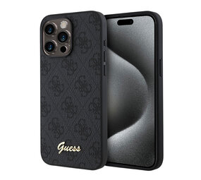 Guess Guess iPhone 15 Pro Max Back-Cover hul - HC O PU 4G Script Logo - Schwarz Guess Guess iPhone 15 Pro Max Back-Cover hul - HC O PU 4G Script Logo - Schwarz