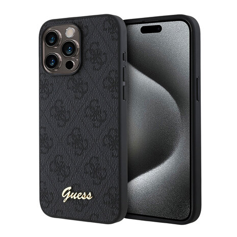 Guess Guess iPhone 15 Pro Max Backcover hoesje - HC O PU 4G Script Logo - Zwart