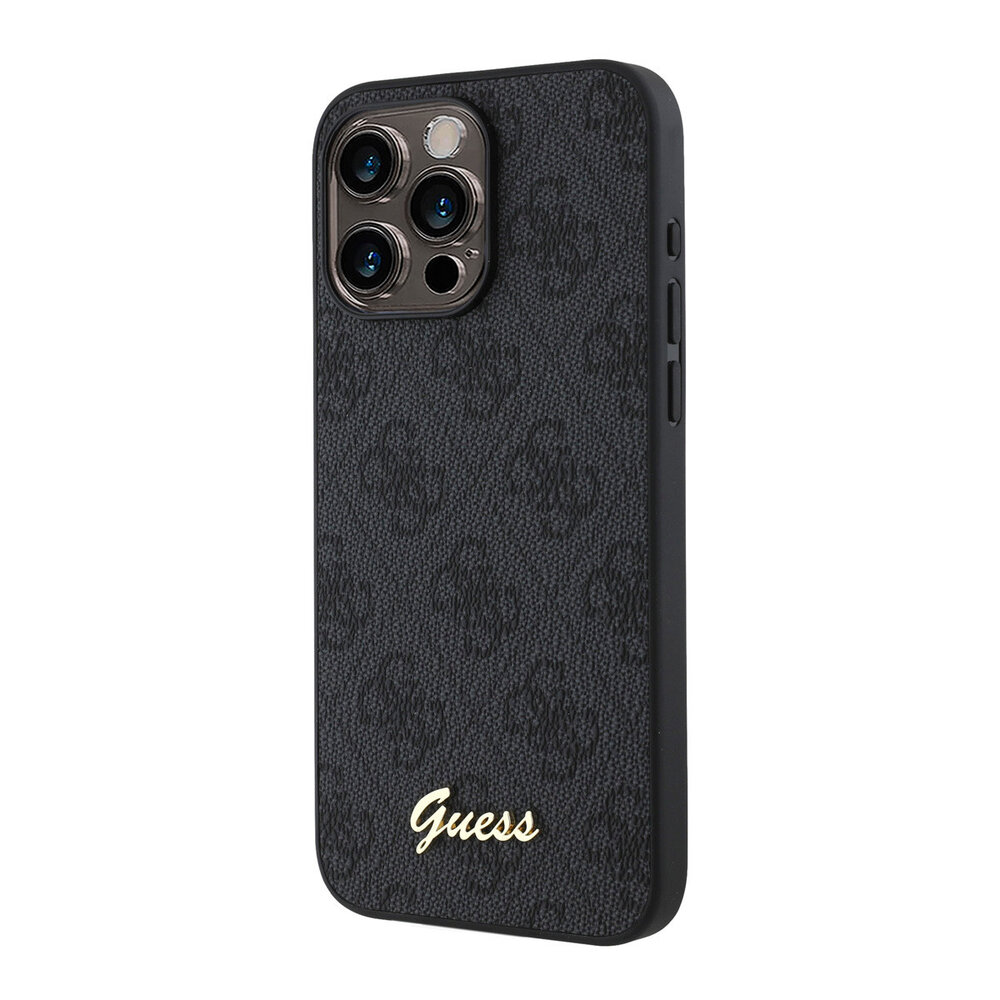 Guess Guess iPhone 15 Pro Max Back cover case - HC O PU 4G Script Logo - Black Guess Guess iPhone 15 Pro Max Back cover case - HC O PU 4G Script Logo - Black