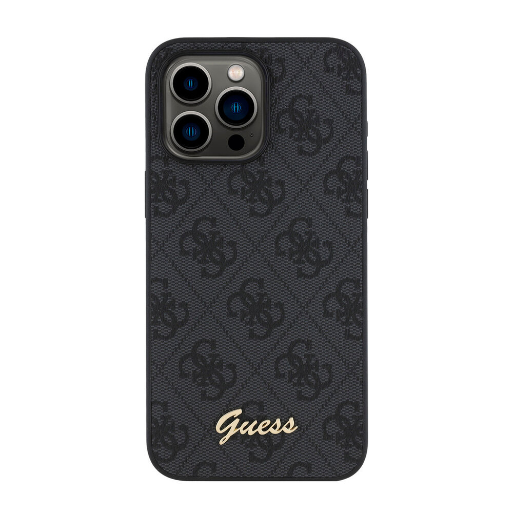 Guess Guess iPhone 15 Pro Max Back cover case - HC O PU 4G Script Logo - Black Guess Guess iPhone 15 Pro Max Back cover case - HC O PU 4G Script Logo - Black