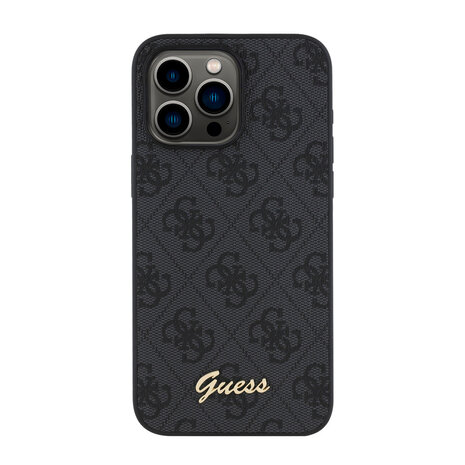 Guess Guess iPhone 15 Pro Max Back cover case - HC O PU 4G Script Logo - Black Guess Guess iPhone 15 Pro Max Back cover case - HC O PU 4G Script Logo - Black