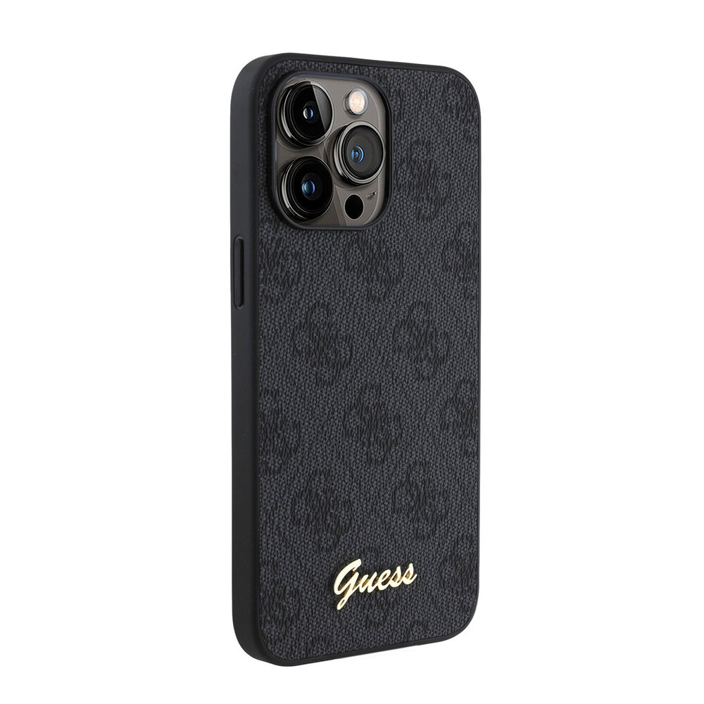 Guess Guess iPhone 15 Pro Max Back-Cover hul - HC O PU 4G Script Logo - Schwarz Guess Guess iPhone 15 Pro Max Back-Cover hul - HC O PU 4G Script Logo - Schwarz