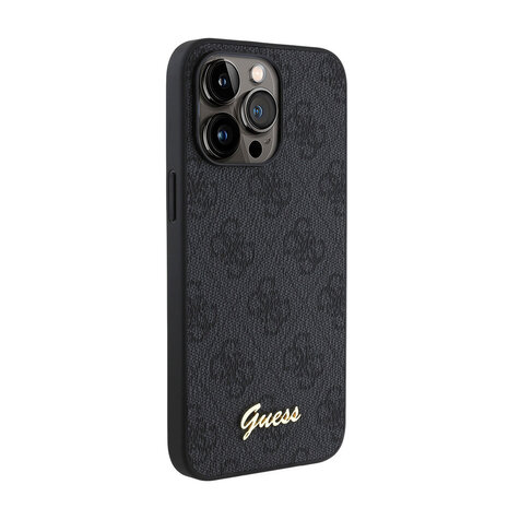 Guess Guess iPhone 15 Pro Max Back cover case - HC O PU 4G Script Logo - Black Guess Guess iPhone 15 Pro Max Back cover case - HC O PU 4G Script Logo - Black