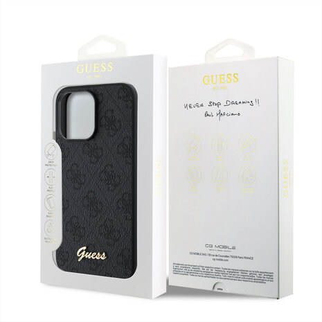 Guess Guess iPhone 15 Pro Max Back cover coque - HC O PU 4G Script Logo - Noir Guess Guess iPhone 15 Pro Max Back cover coque - HC O PU 4G Script Logo - Noir