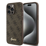 Guess Guess iPhone 15 Pro Max Backcover hoesje - HC O PU 4G Script Logo - Bruin Guess Guess iPhone 15 Pro Max Backcover hoesje - HC O PU 4G Script Logo - Bruin