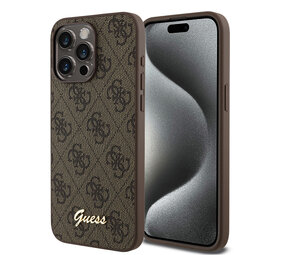 Guess Guess iPhone 15 Pro Max Back cover case - HC O PU 4G Script Logo - Brown Guess Guess iPhone 15 Pro Max Back cover case - HC O PU 4G Script Logo - Brown