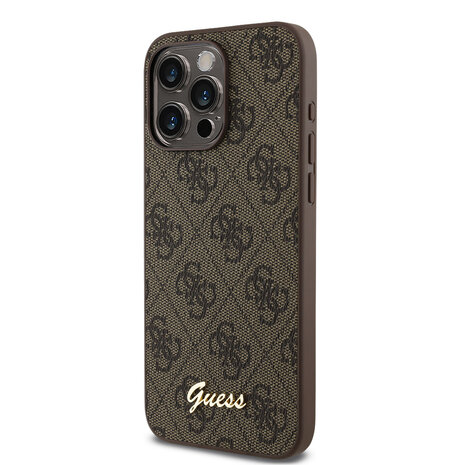 Guess Guess iPhone 15 Pro Max Backcover hoesje - HC O PU 4G Script Logo - Bruin Guess Guess iPhone 15 Pro Max Backcover hoesje - HC O PU 4G Script Logo - Bruin