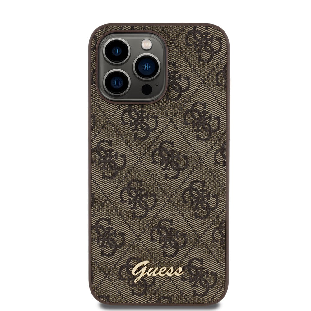Guess Guess iPhone 15 Pro Max Backcover hoesje - HC O PU 4G Script Logo - Bruin Guess Guess iPhone 15 Pro Max Backcover hoesje - HC O PU 4G Script Logo - Bruin