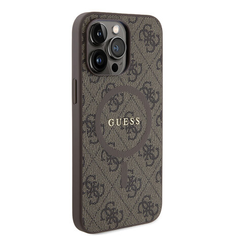 Guess Guess iPhone 15 Pro Max Back cover coque - HC O Magsafe PU 4G Ring Classic Logo - Marron Guess Guess iPhone 15 Pro Max Back cover coque - HC O Magsafe PU 4G Ring Classic Logo - Marron