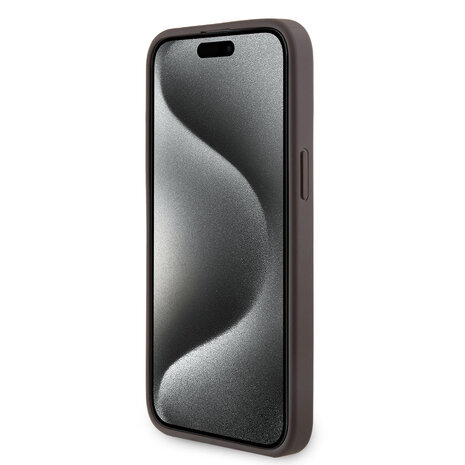 Guess Guess iPhone 15 Pro Max Back cover coque - HC O Magsafe PU 4G Ring Classic Logo - Marron Guess Guess iPhone 15 Pro Max Back cover coque - HC O Magsafe PU 4G Ring Classic Logo - Marron