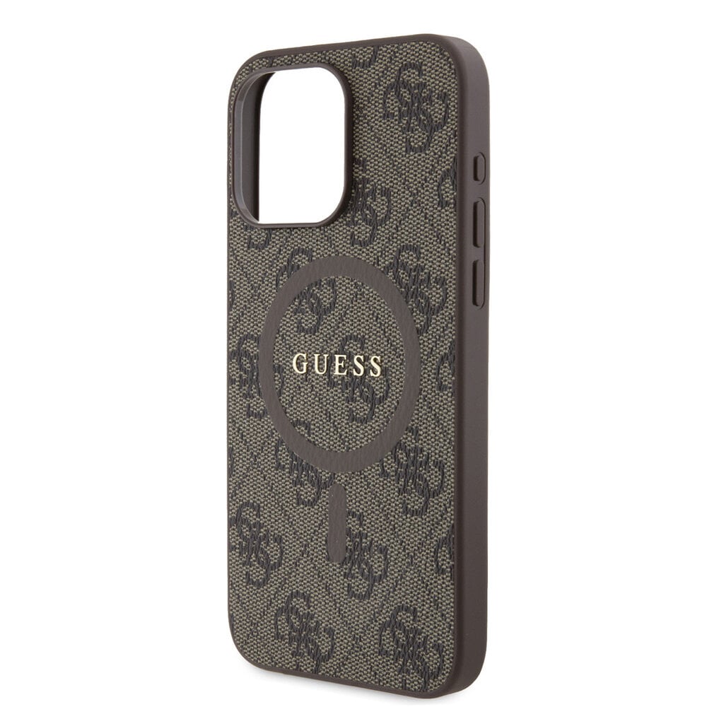 Guess Guess iPhone 15 Pro Max Back cover case - HC O Magsafe PU 4G Ring Classic Logo - Brown Guess Guess iPhone 15 Pro Max Back cover case - HC O Magsafe PU 4G Ring Classic Logo - Brown