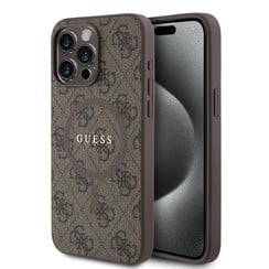 Guess iPhone 15 Pro Max Back-Cover hul - HC O Magsafe PU 4G Ring Classic Logo - Braun