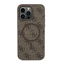 Guess Guess iPhone 15 Pro Max Back cover coque - HC O Magsafe PU 4G Ring Classic Logo - Marron