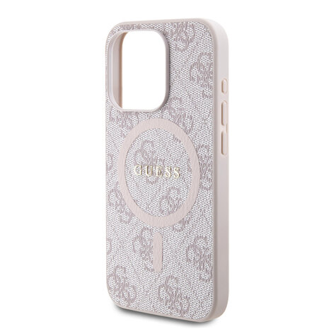 Guess Guess iPhone 15 Pro Max Back-Cover hul - HC O Magsafe PU 4G Ring Classic Logo - Rosa Guess Guess iPhone 15 Pro Max Back-Cover hul - HC O Magsafe PU 4G Ring Classic Logo - Rosa