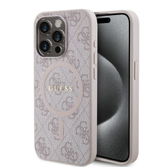 Guess iPhone 15 Pro Max Backcover hoesje - HC O Magsafe PU 4G Ring Classic Logo - Roze
