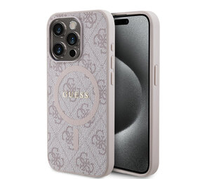 Guess Guess iPhone 15 Pro Max Back cover coque - HC O Magsafe PU 4G Ring Classic Logo - Rose Guess Guess iPhone 15 Pro Max Back cover coque - HC O Magsafe PU 4G Ring Classic Logo - Rose