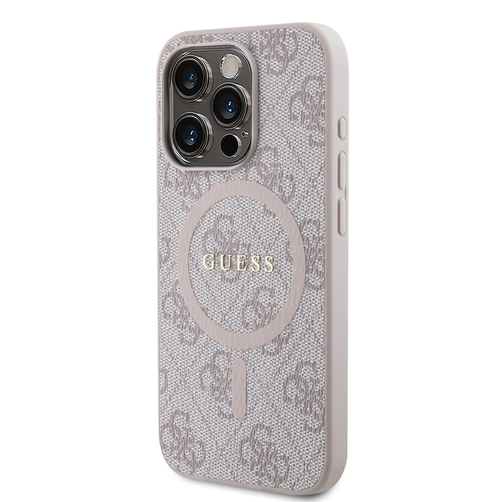 Guess Guess iPhone 15 Pro Max Back-Cover hul - HC O Magsafe PU 4G Ring Classic Logo - Rosa Guess Guess iPhone 15 Pro Max Back-Cover hul - HC O Magsafe PU 4G Ring Classic Logo - Rosa