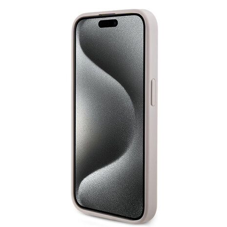 Guess Guess iPhone 15 Pro Max Backcover hoesje - HC O Magsafe PU 4G Ring Classic Logo - Roze Guess Guess iPhone 15 Pro Max Backcover hoesje - HC O Magsafe PU 4G Ring Classic Logo - Roze