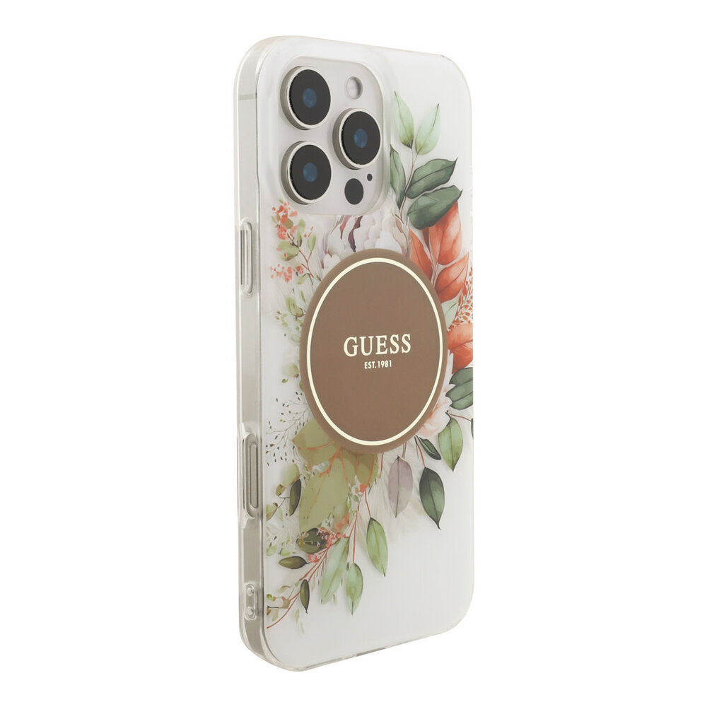 Guess Guess iPhone 16 Pro Max Back cover case - HC O Magsafe IML Flower - Brown Guess Guess iPhone 16 Pro Max Back cover case - HC O Magsafe IML Flower - Brown