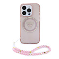 Guess Guess iPhone 15 Pro Backcover hoesje - HC O Magsafe IML Triangle Logo W/ Pearl - Roze