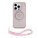 Guess Guess iPhone 15 Pro Backcover hoesje - HC O Magsafe IML Triangle Logo W/ Pearl - Roze Guess Guess iPhone 15 Pro Backcover hoesje - HC O Magsafe IML Triangle Logo W/ Pearl - Roze