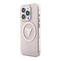 Guess Guess iPhone 15 Pro Backcover hoesje - HC O Magsafe IML Triangle Logo W/ Pearl - Roze