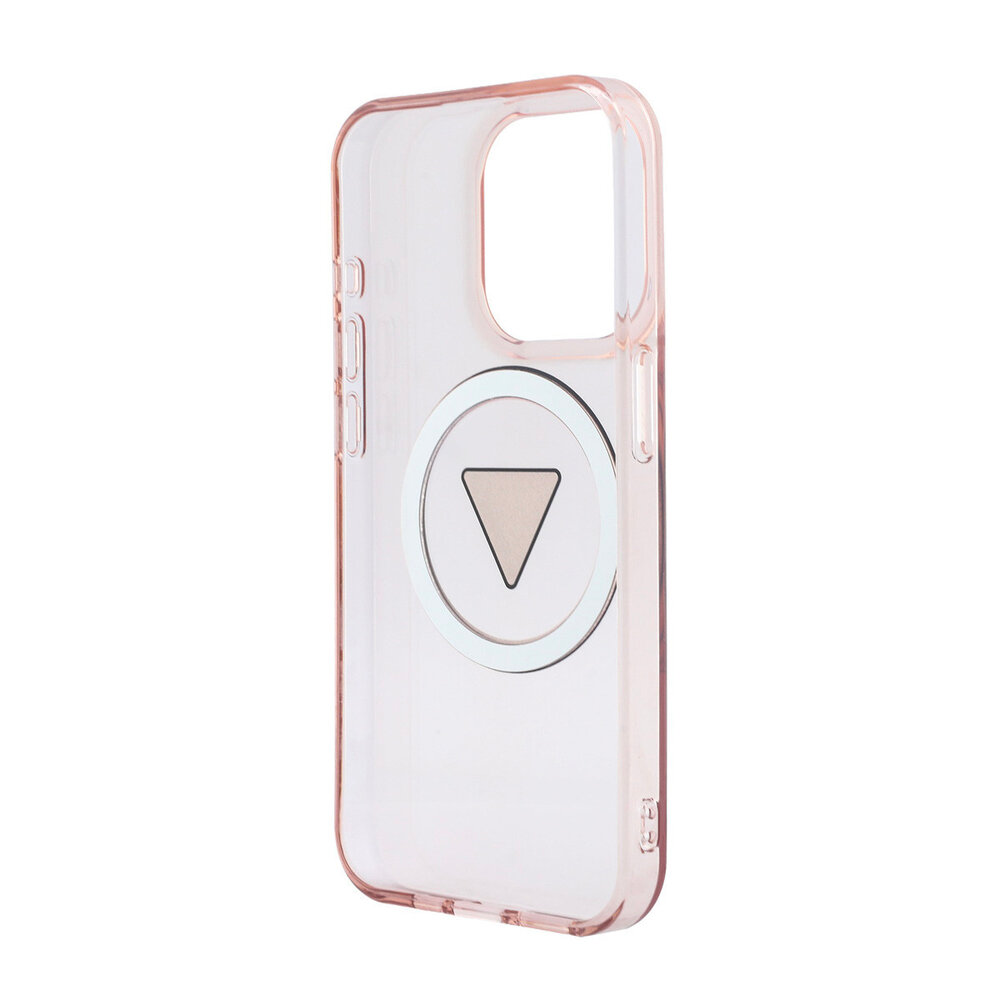 Guess Guess iPhone 15 Pro Back-Cover hul - HC O Magsafe IML Triangle Logo W/ Pearl - Rosa