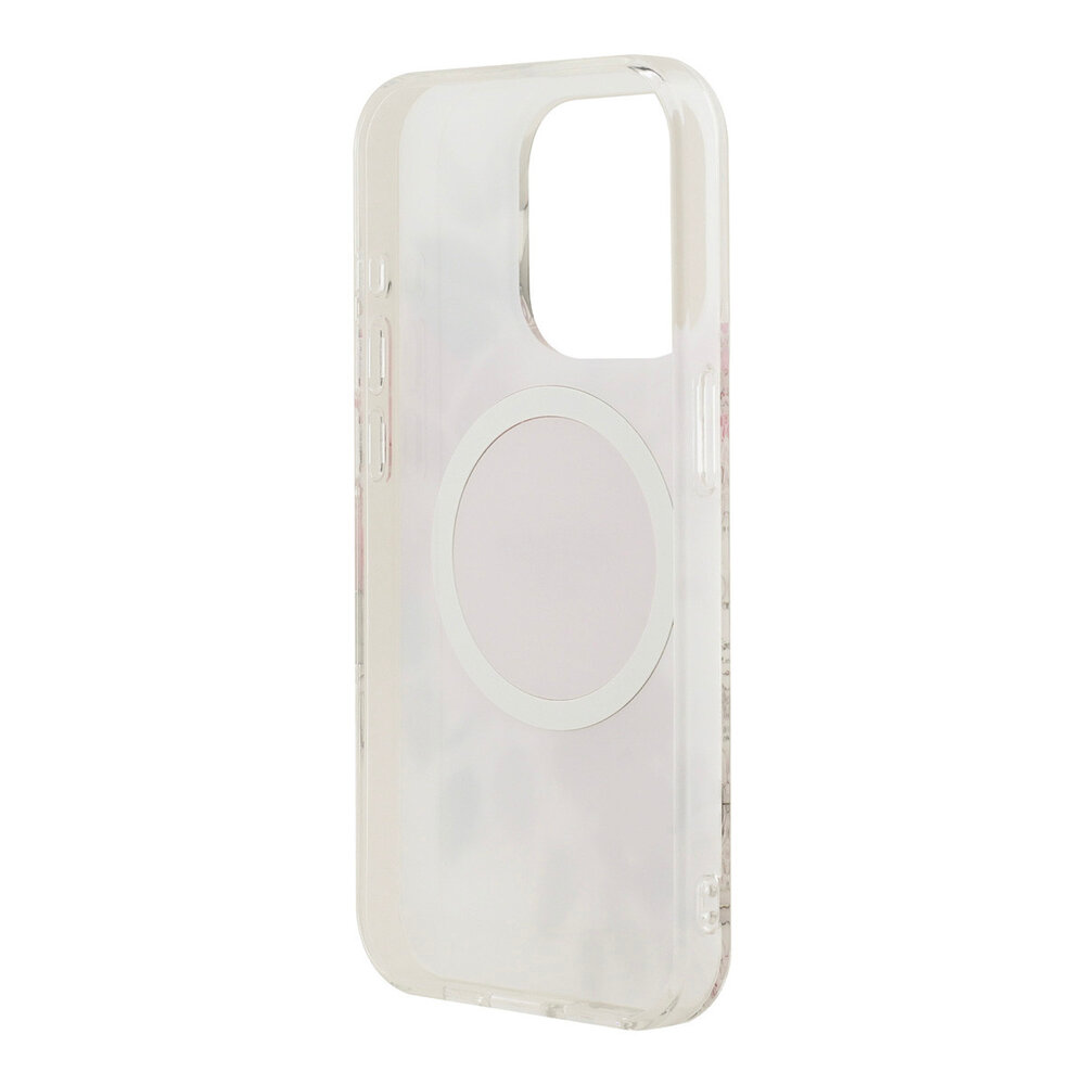 Guess Guess iPhone 15 Pro Backcover hoesje - HC O Magsafe IML Flower & Tonal Circle - Roze Guess Guess iPhone 15 Pro Backcover hoesje - HC O Magsafe IML Flower & Tonal Circle - Roze