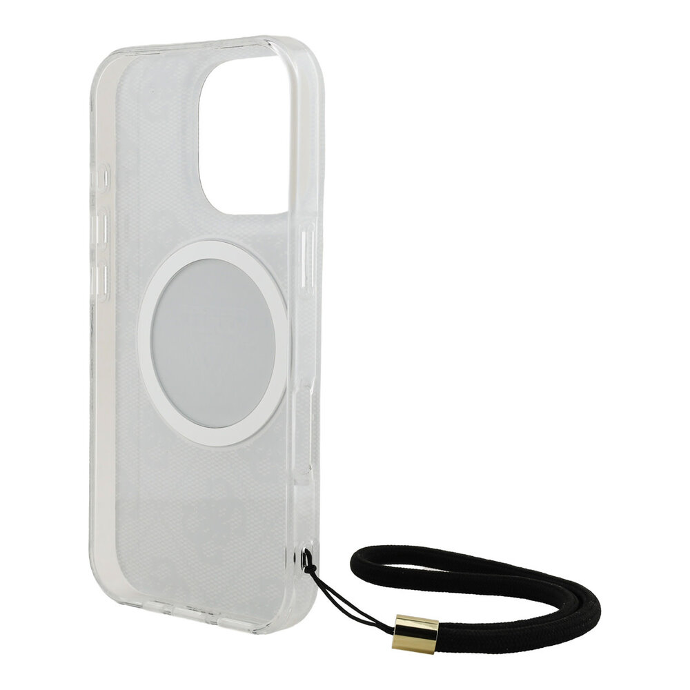 Guess Guess iPhone 16 Pro Back cover coque - HC O Magsafe IML 4G Triangle W/ Cord Strap - Noir Guess Guess iPhone 16 Pro Back cover coque - HC O Magsafe IML 4G Triangle W/ Cord Strap - Noir