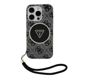 Guess Guess iPhone 16 Pro Back-Cover hul - HC O Magsafe IML 4G Triangle W/ Cord Strap - Schwarz