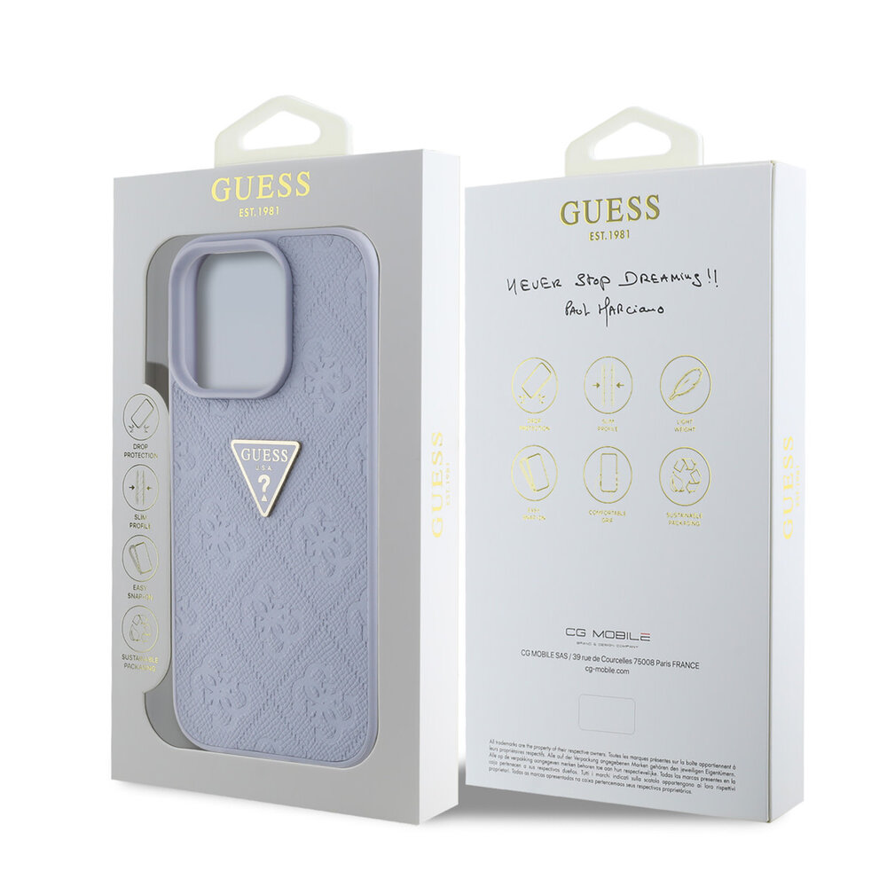 Guess Guess iPhone 16 Pro Max Back cover coque - HC O Grained PU HS 4G And Triangle Logo - Violet Guess Guess iPhone 16 Pro Max Back cover coque - HC O Grained PU HS 4G And Triangle Logo - Violet