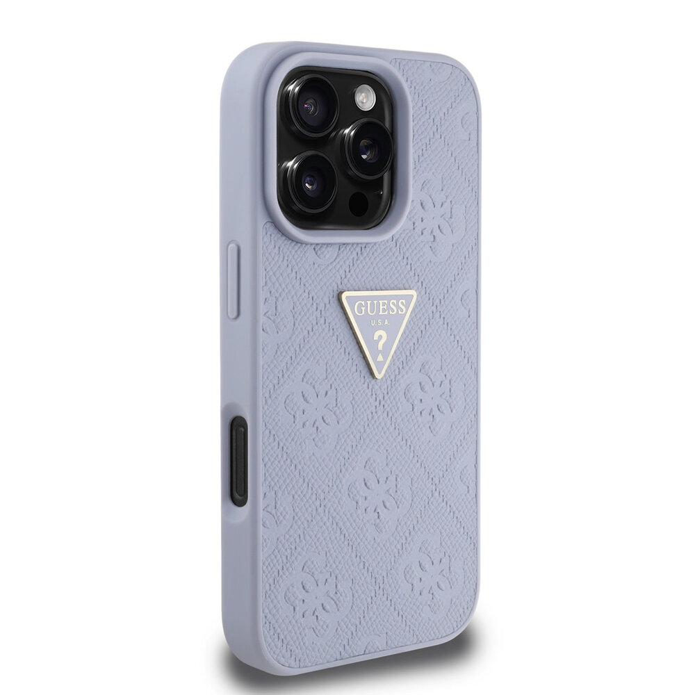 Guess Guess iPhone 16 Pro Max Back cover coque - HC O Grained PU HS 4G And Triangle Logo - Violet Guess Guess iPhone 16 Pro Max Back cover coque - HC O Grained PU HS 4G And Triangle Logo - Violet