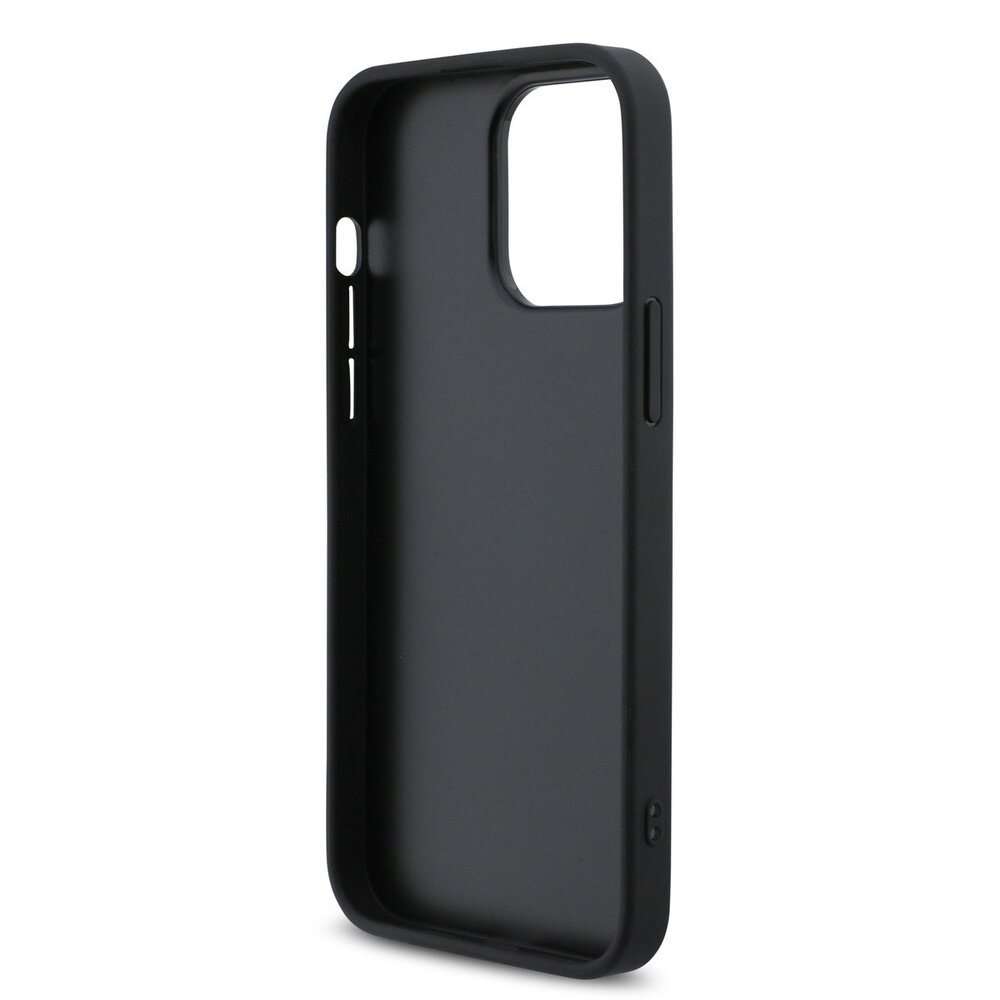 Guess Guess iPhone 15 Pro Max Backcover hoesje - HC O Grained PU HS 4G And Triangle Logo - Zwart Guess Guess iPhone 15 Pro Max Backcover hoesje - HC O Grained PU HS 4G And Triangle Logo - Zwart