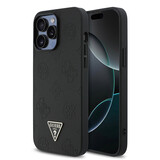 Guess Guess iPhone 15 Pro Max Backcover hoesje - HC O Grained PU HS 4G And Triangle Logo - Zwart Guess Guess iPhone 15 Pro Max Backcover hoesje - HC O Grained PU HS 4G And Triangle Logo - Zwart