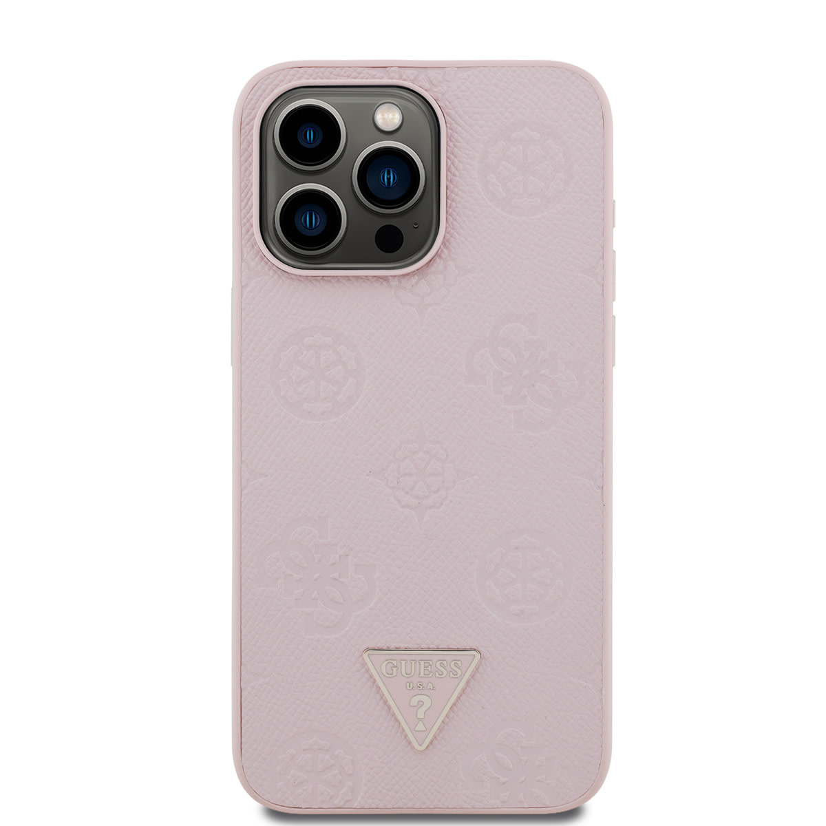 Guess Guess iPhone 15 Pro Max Backcover hoesje - HC O Grained PU HS Peony And Triangle Logo - Roze, foto 3 van 6