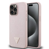 Guess Guess iPhone 15 Pro Max Backcover hoesje - HC O Grained PU HS Peony And Triangle Logo - Roze