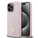 Guess Guess iPhone 15 Pro Max Backcover hoesje - HC O Grained PU HS Peony And Triangle Logo - Roze Guess Guess iPhone 15 Pro Max Backcover hoesje - HC O Grained PU HS Peony And Triangle Logo - Roze