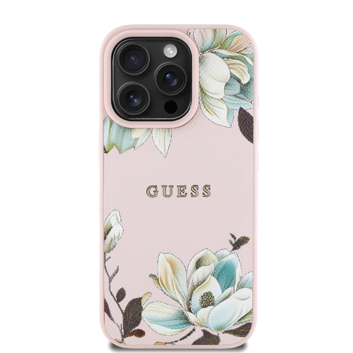 Guess Guess iPhone 16 Pro Max Backcover hoesje - HC O Grained PU Printed Flowers And Classic Logo - Roze, foto 3 van 6