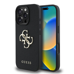Guess iPhone 16 Pro Max Back-Cover hul - HC O Grained PU BIG 4G Logo - Schwarz