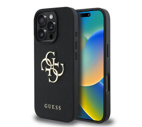 Guess Guess iPhone 16 Pro Max Backcover hoesje - HC O Grained PU BIG 4G Logo - Zwart Guess Guess iPhone 16 Pro Max Backcover hoesje - HC O Grained PU BIG 4G Logo - Zwart