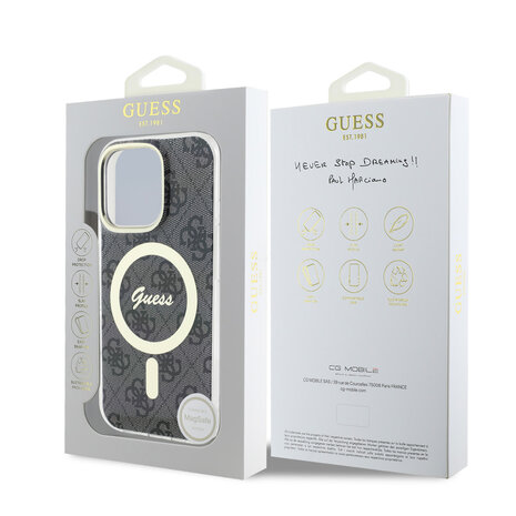 Guess Guess iPhone 16 Pro Back cover case - HC O Magsafe IML 4G - Black Guess Guess iPhone 16 Pro Back cover case - HC O Magsafe IML 4G - Black