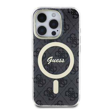 Guess Guess iPhone 16 Pro Backcover hoesje - HC O Magsafe IML 4G - Zwart Guess Guess iPhone 16 Pro Backcover hoesje - HC O Magsafe IML 4G - Zwart