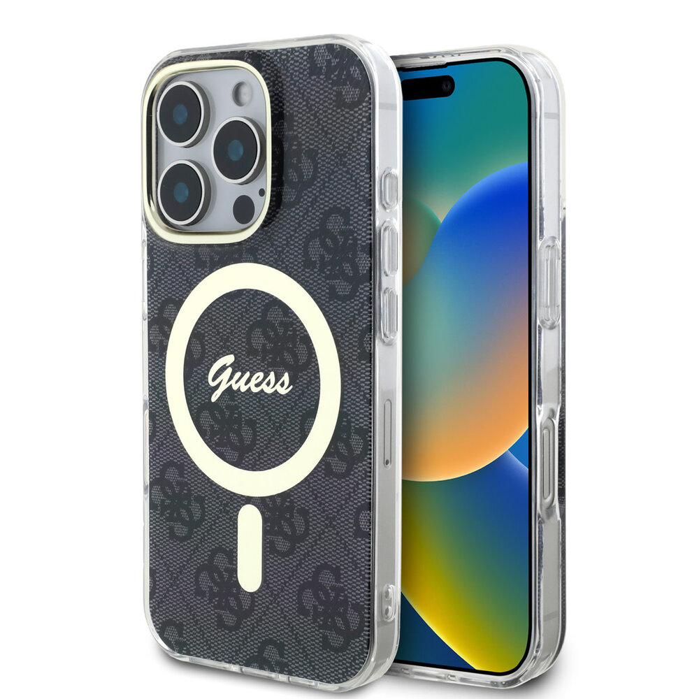 Guess Guess iPhone 16 Pro Backcover hoesje - HC O Magsafe IML 4G - Zwart Guess Guess iPhone 16 Pro Backcover hoesje - HC O Magsafe IML 4G - Zwart