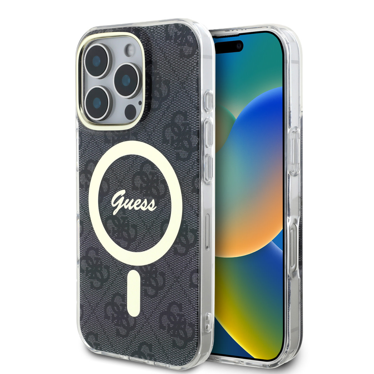 Guess Guess iPhone 16 Pro Backcover hoesje - HC O Magsafe IML 4G - Zwart