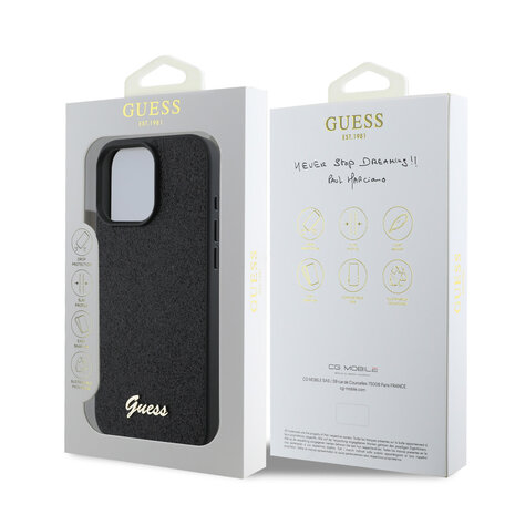 Guess Guess iPhone 16 Pro Max Back cover coque - HC O Fixed Glitter - Noir Guess Guess iPhone 16 Pro Max Back cover coque - HC O Fixed Glitter - Noir