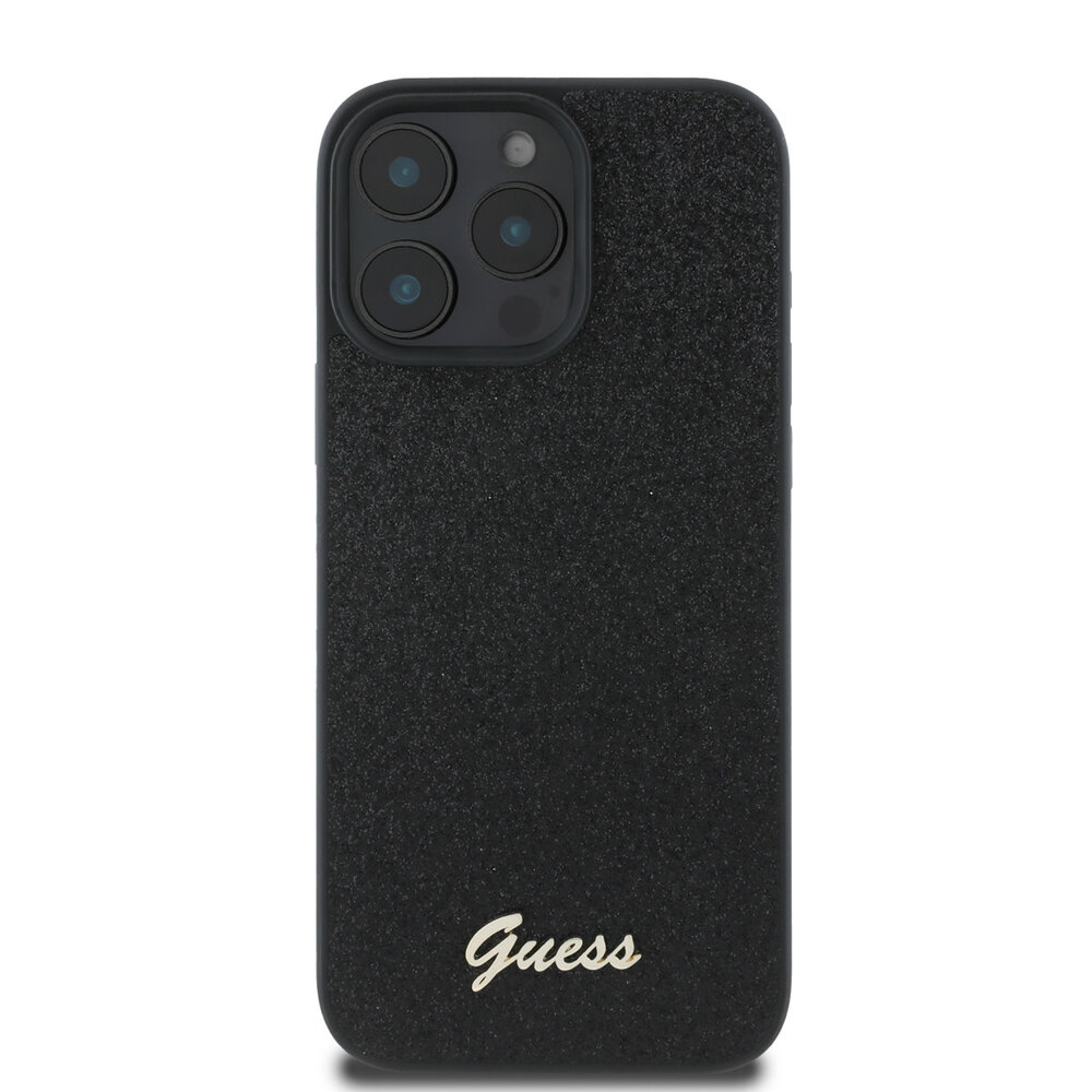 Guess Guess iPhone 16 Pro Max Back cover case - HC O Fixed Glitter - Black Guess Guess iPhone 16 Pro Max Back cover case - HC O Fixed Glitter - Black